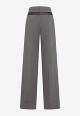 بنطال مُفصّل من مزيج الصوف بحزام