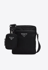 Re-Nylon and Leather Shoulder Bag