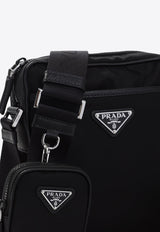 Re-Nylon and Leather Shoulder Bag