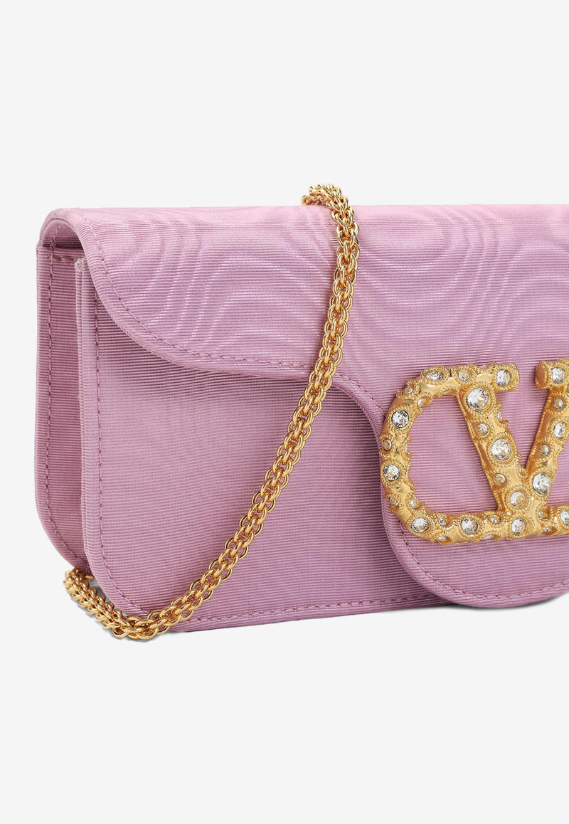 Locò Moiré Fabric Embellished VLogo Clutch