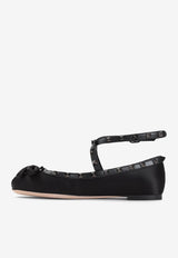 Rockstud Satin Ballet Flats