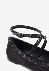 Rockstud Satin Ballet Flats