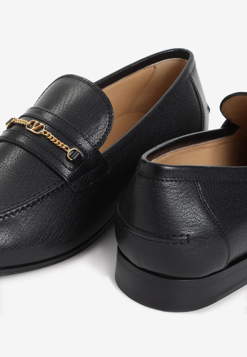VLogo Leather Loafers