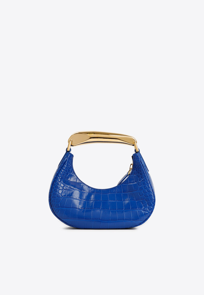 Tom Ford Bianca Hobo Shoulder Bag in Croc-Embossed Leather L1470-LCL350G 1L025 Blue