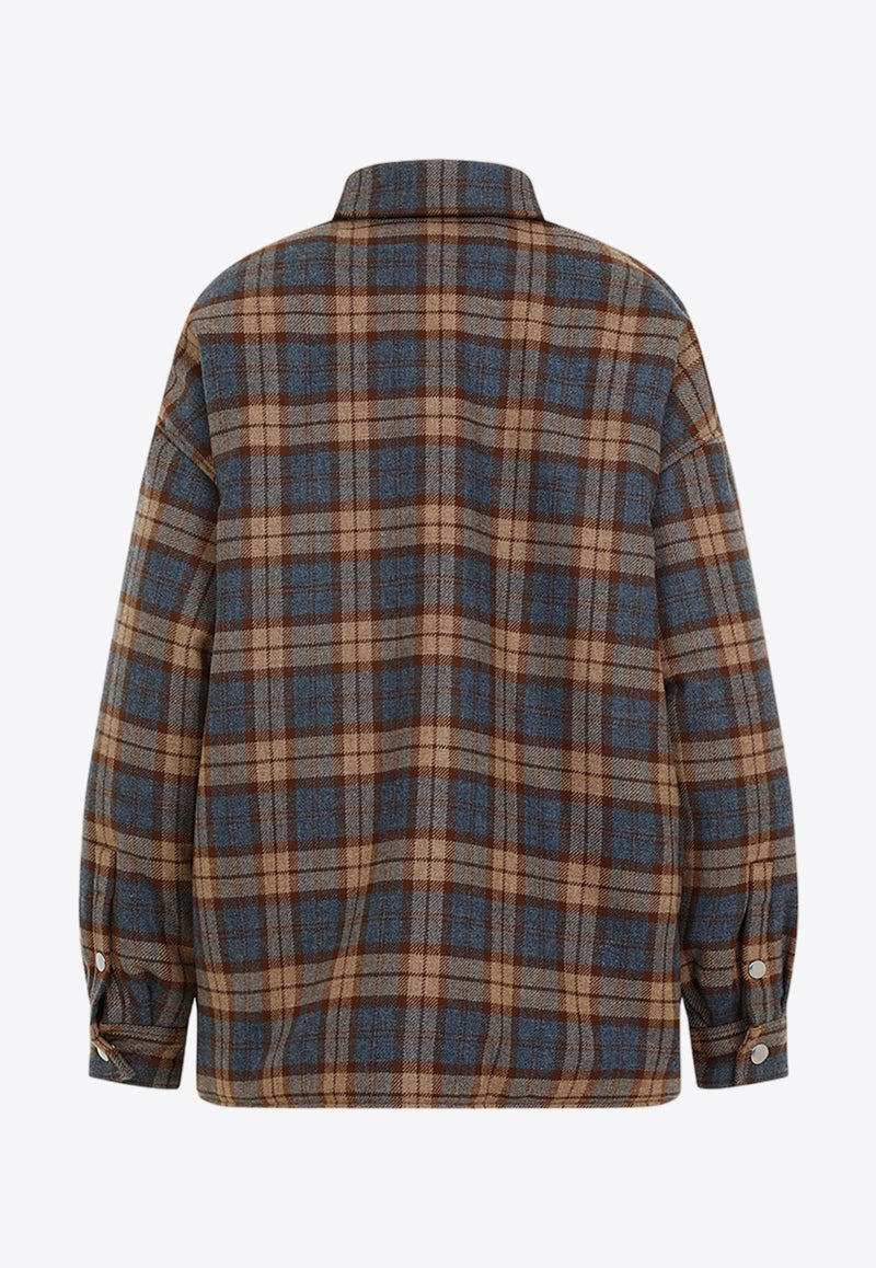 Checked Triangle Logo Overshirt in Wool
