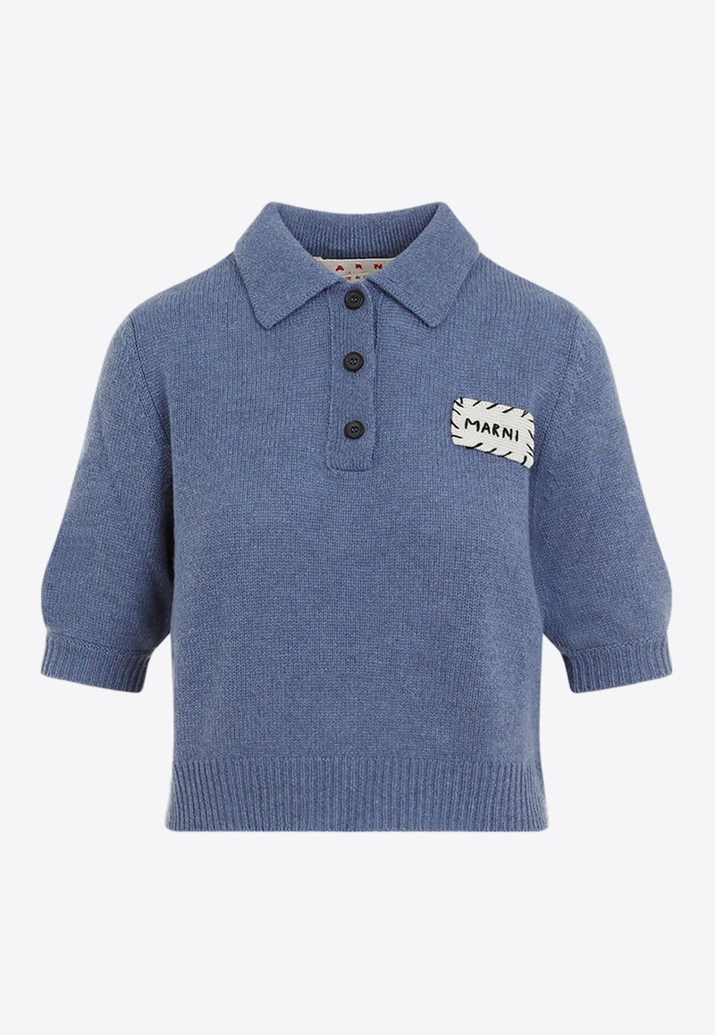 Logo-Stitched Cashmere Polo Top