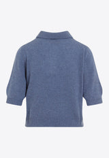 Logo-Stitched Cashmere Polo Top