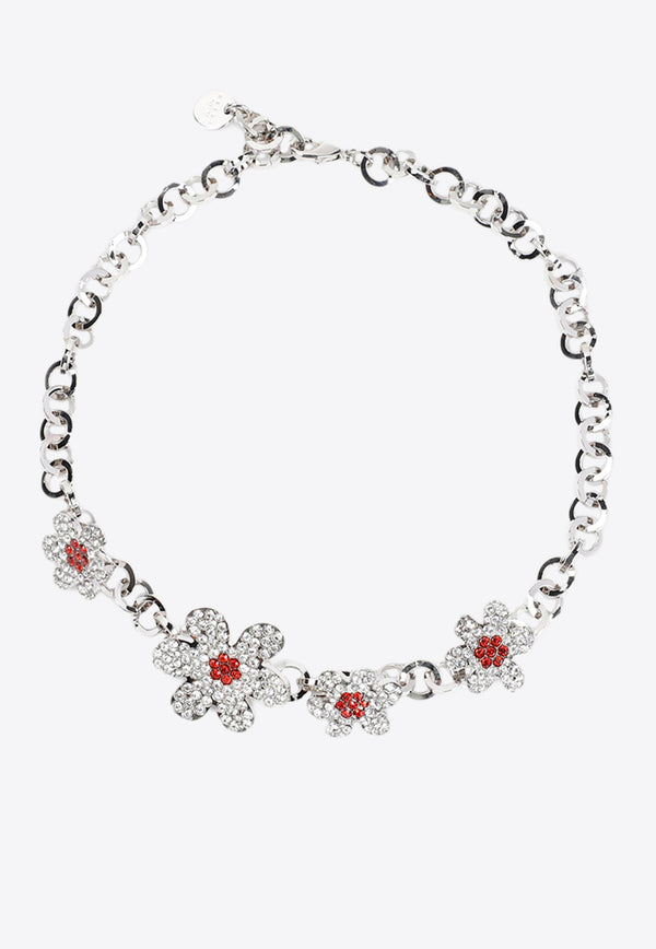 Crystal Flowers Chain Necklace