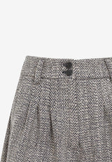 Herringbone Pleated Shorts