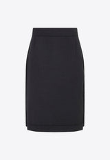 Knee-Length Wool-Blend Skirt