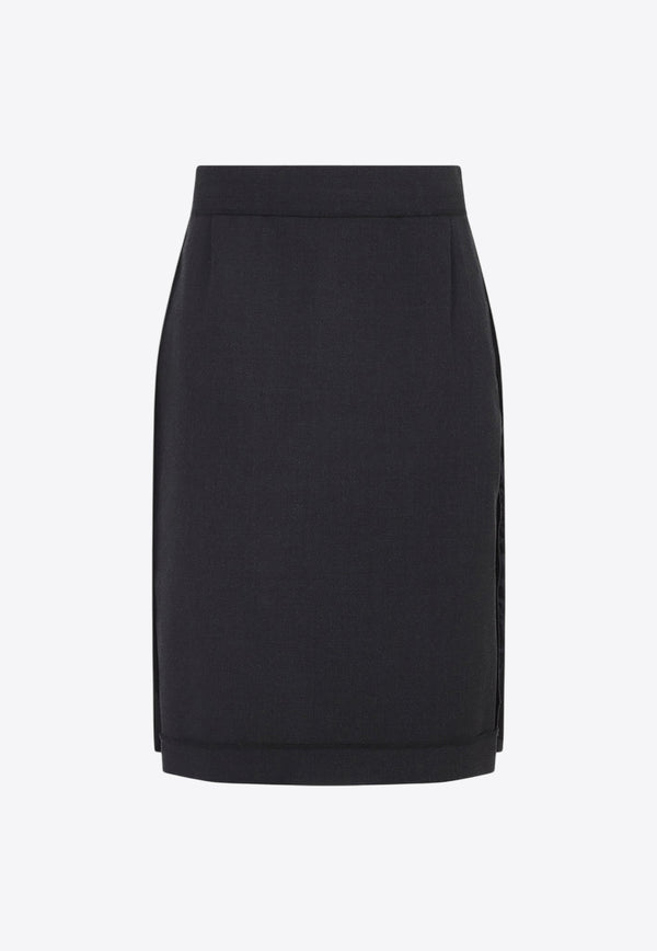 Knee-Length Wool-Blend Skirt