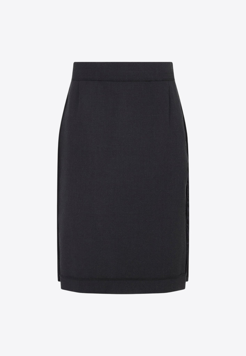 Knee-Length Wool-Blend Skirt