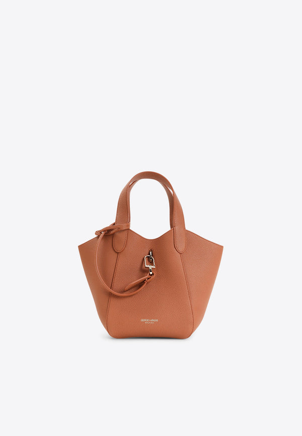 Logo Stamp Leather Top Handle Bag