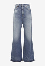 Stitched Straight-Leg Jeans