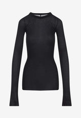 Ribbed Long-Sleeved Silk-Blend T-shirt