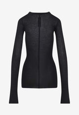 Ribbed Long-Sleeved Silk-Blend T-shirt