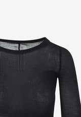 Ribbed Cropped Silk-Blend T-shirt