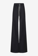 Drawstring Bias Flared-Leg Pants
