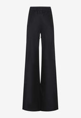 Drawstring Bias Flared-Leg Pants