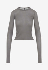 Ribbed Cropped Silk-Blend T-shirt