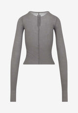 Ribbed Cropped Silk-Blend T-shirt