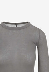 Ribbed Cropped Silk-Blend T-shirt