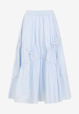 Drawstring Flared Midi Skirt