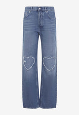 Mid-Rise Jeans with Heart-Shaped Patches