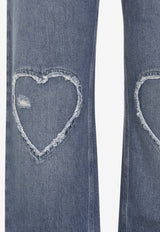Mid-Rise Jeans with Heart-Shaped Patches