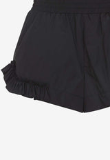 Frill Elastic-Waist Track Shorts