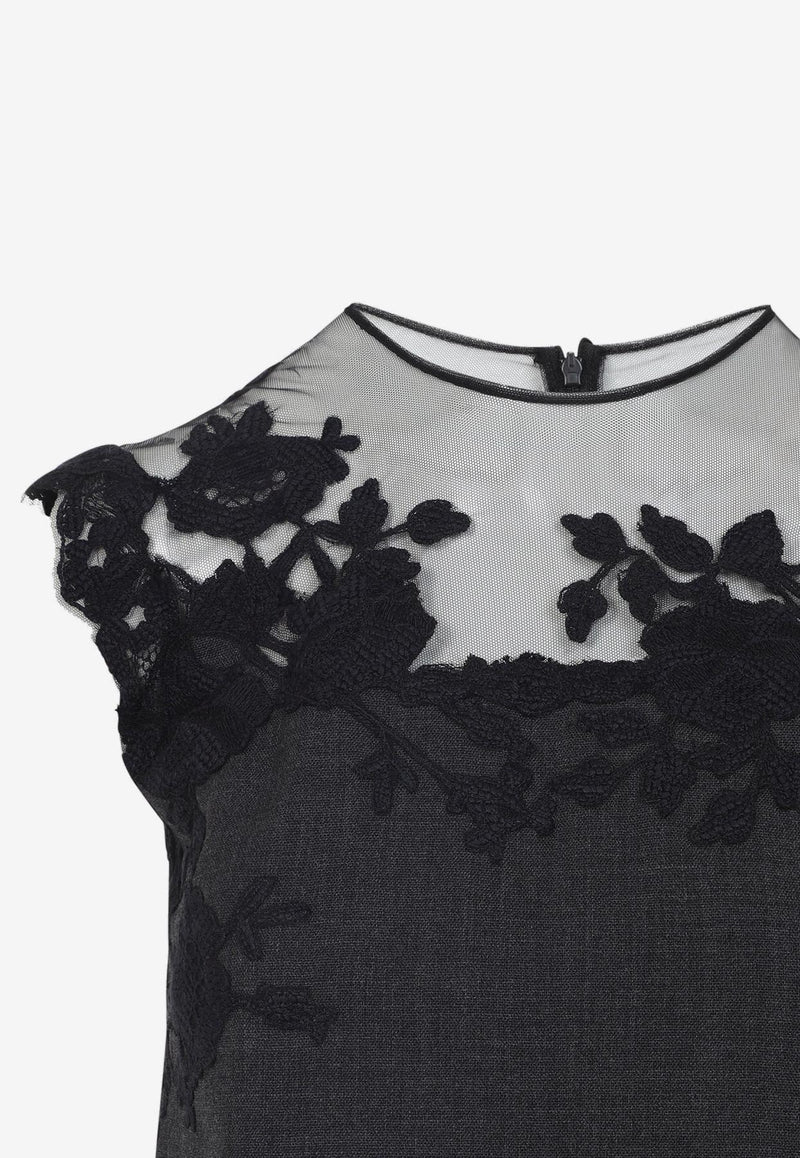 Lace-Insert Mini Dress