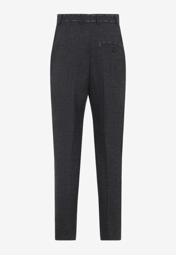 Contrasted-Stitch Wool Pants