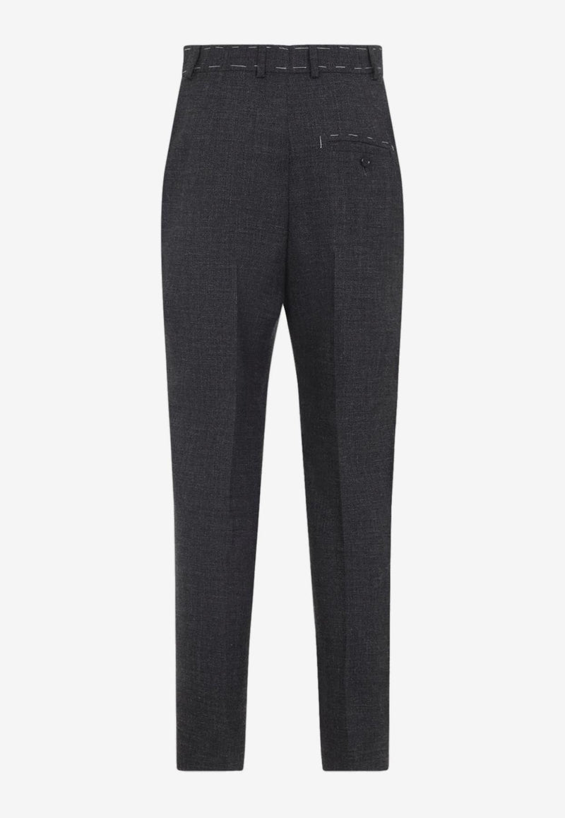 Contrasted-Stitch Wool Pants