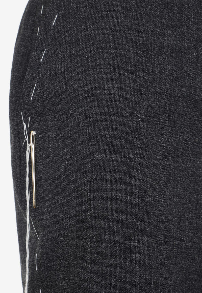 Contrasted-Stitch Wool Pants