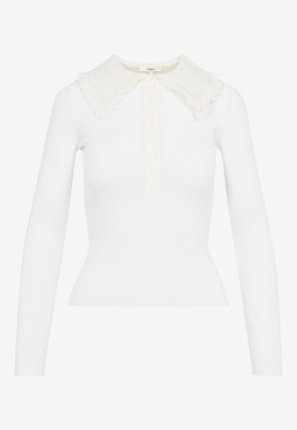 Long-Sleeved Knitted Wool Top