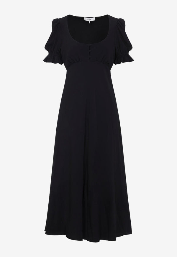 Puff-Sleeved Maxi Dress