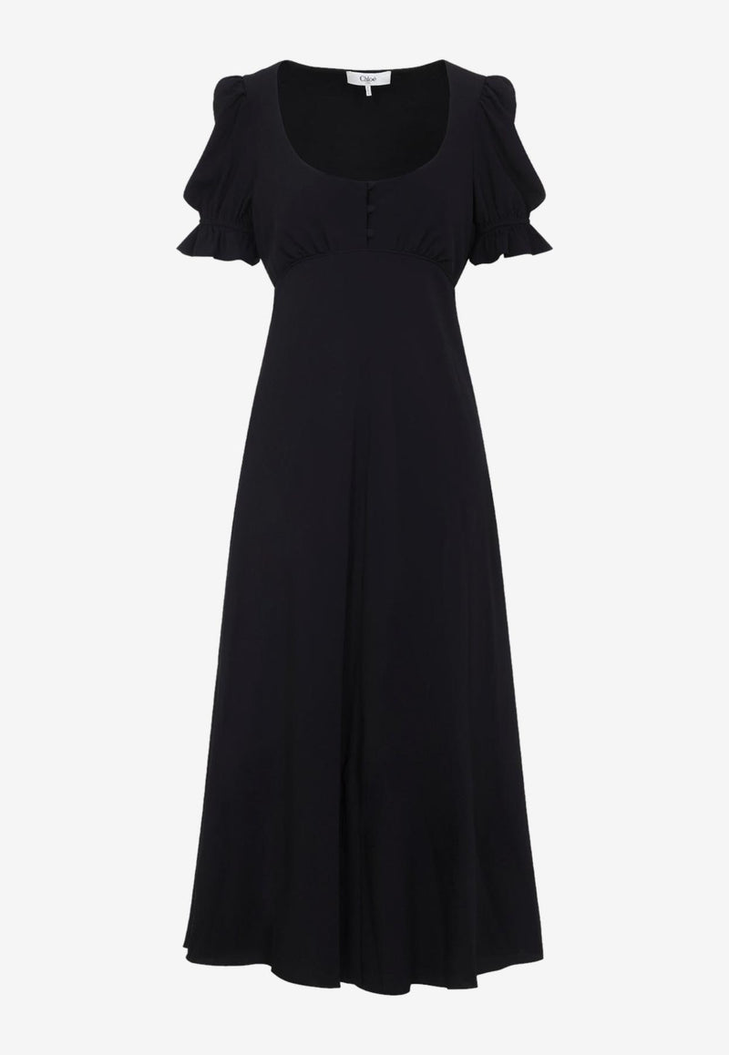 Puff-Sleeved Maxi Dress