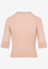 Wool and Silk Logo-Applique Top