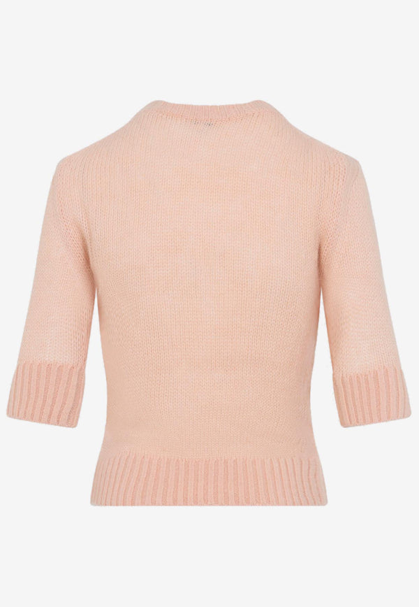 Wool and Silk Logo-Applique Top