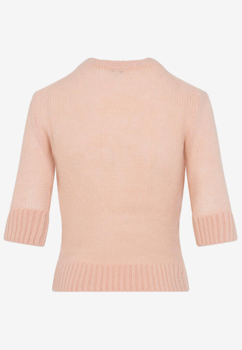 Wool and Silk Logo-Applique Top