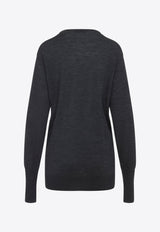 Floral-Applique Wool Sweater