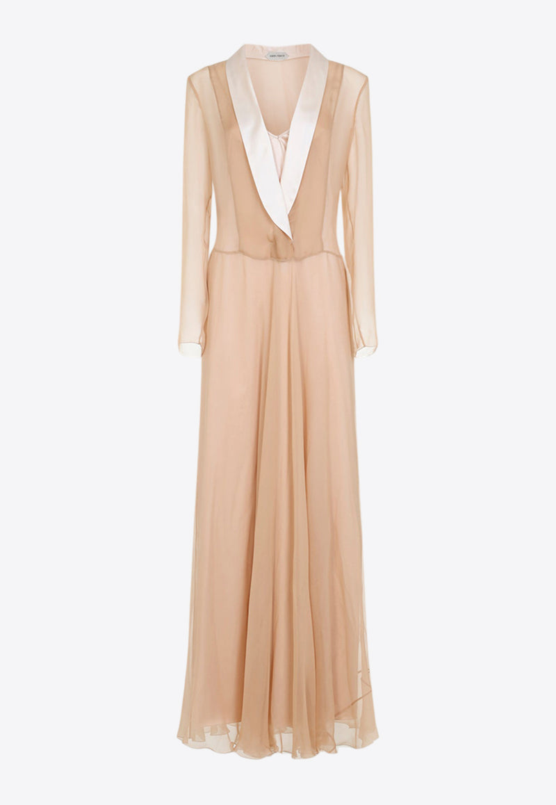 V-neck Chiffon Maxi Dress