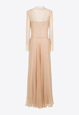 V-neck Chiffon Maxi Dress