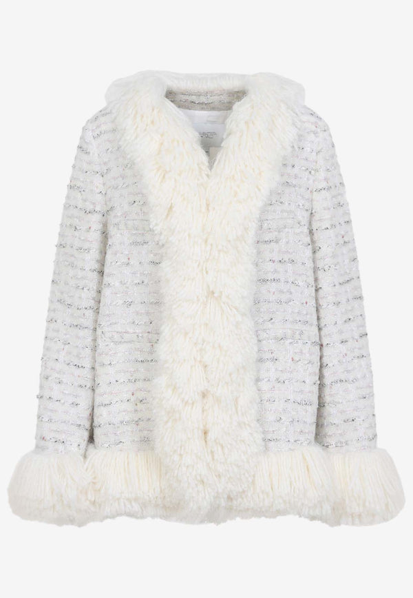 Fur-Trimmed Short Wool Coat