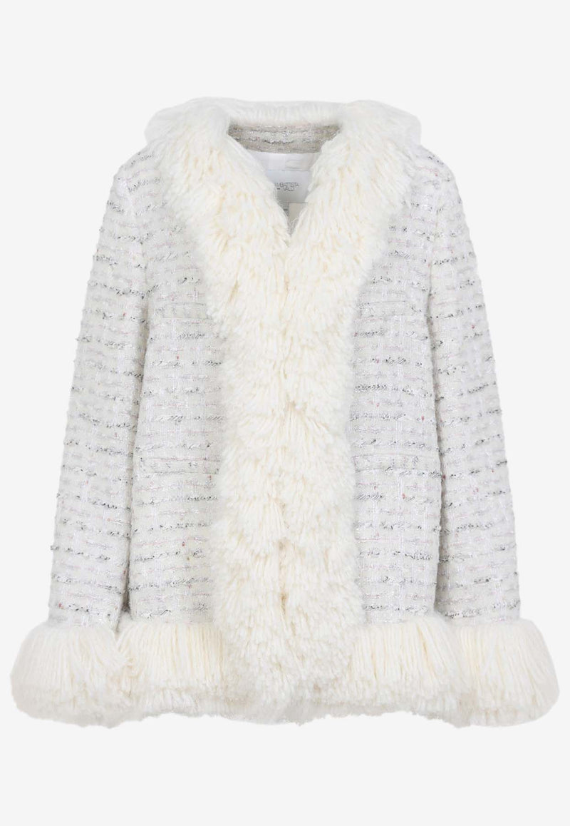 Fur-Trimmed Short Wool Coat