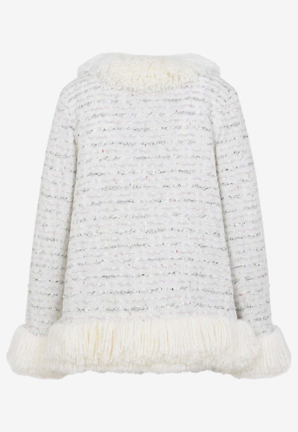 Fur-Trimmed Short Wool Coat