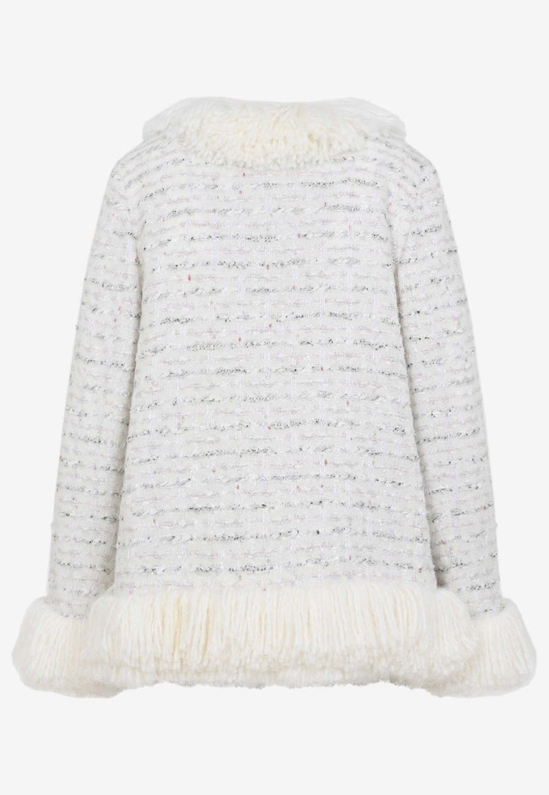 Fur-Trimmed Short Wool Coat