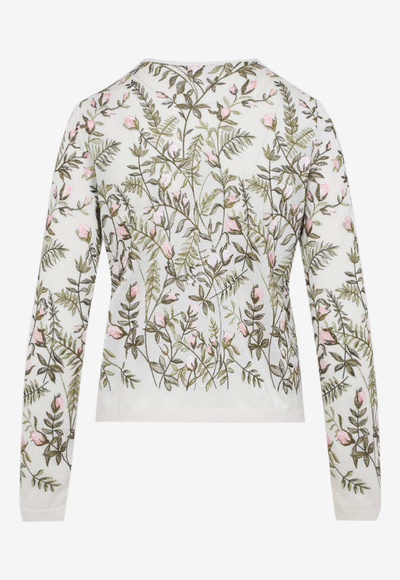 Floral-Embroidered Cashmere and Silk Cardigan