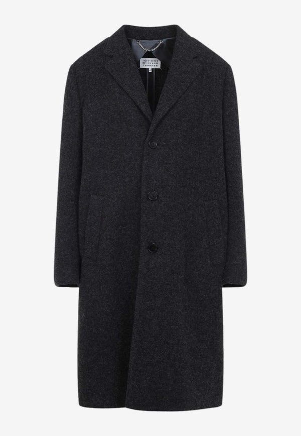 Single-Breasted Knee-Length Virgin Wool Coat