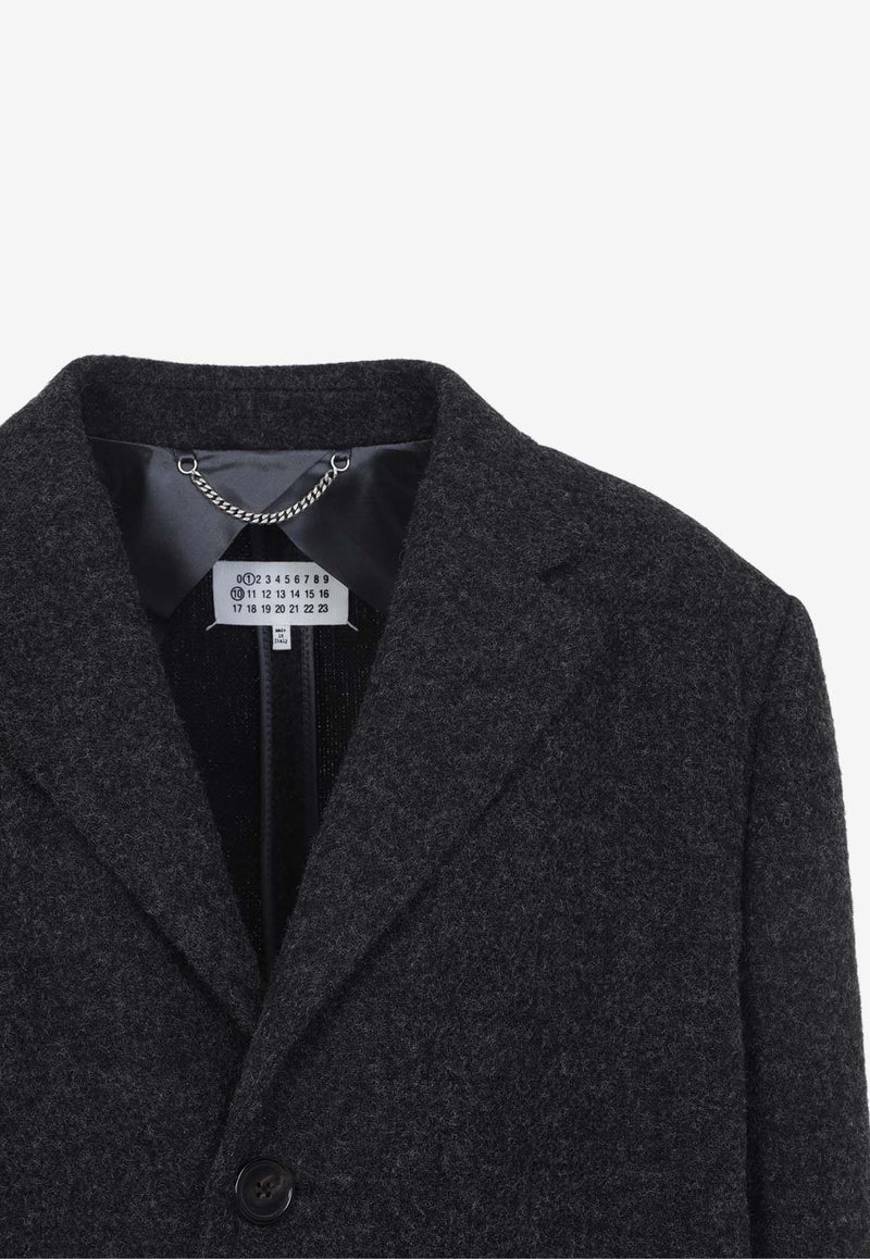 Single-Breasted Knee-Length Virgin Wool Coat